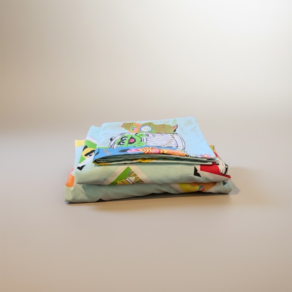 Sesame Street | Vintage Sheet Set Twin Blue Big Bird Oscar Bert Ernie 3pc